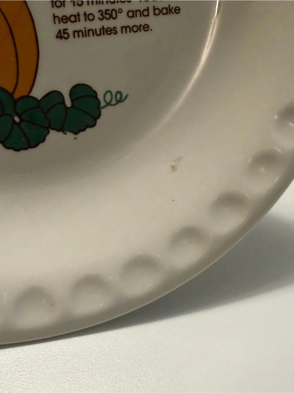 Vtg Mount Clemens Pottery Ceramic Pumpkin Pie Recipe Plate Dish, 11 Inch Deep